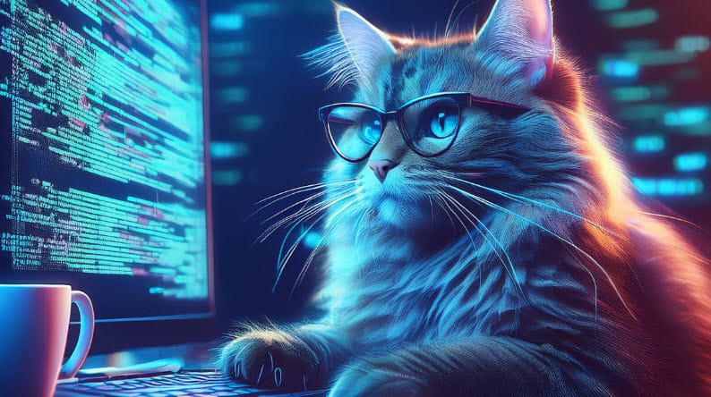 A cat who loves to code